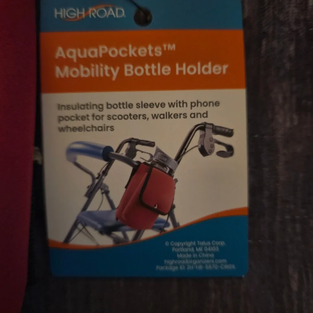 High Road AquaPockets Mobility Bottle Holder Red Neoprene Walker Bag HR-5670-CRI